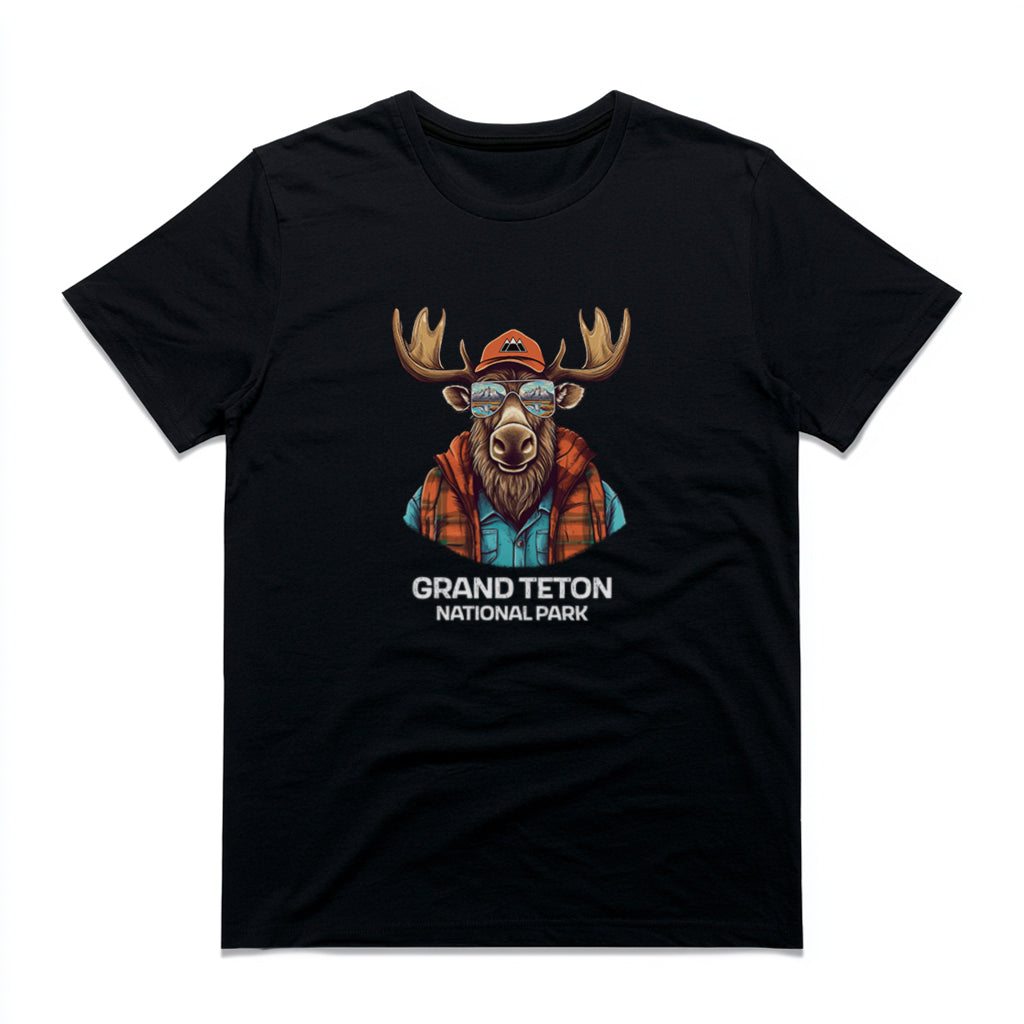 Grand Teton National Park T-Shirt - Cool Moose in Black