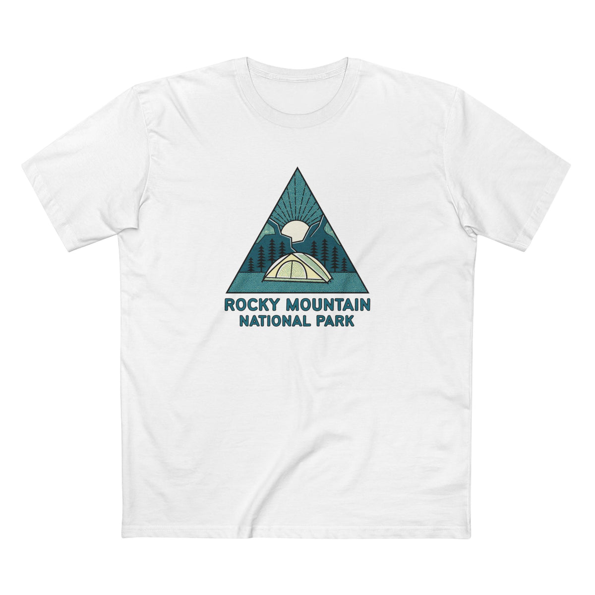 Rocky Mountain National Park T-Shirt Sunrise Triangle Graphic in White