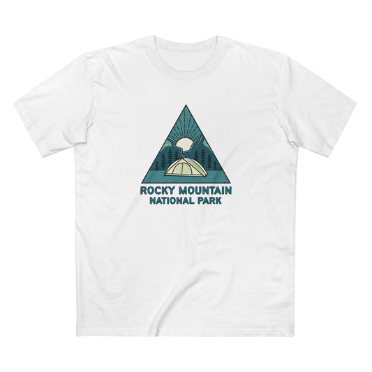 Rocky Mountain National Park T-Shirt Sunrise Triangle Graphic in White
