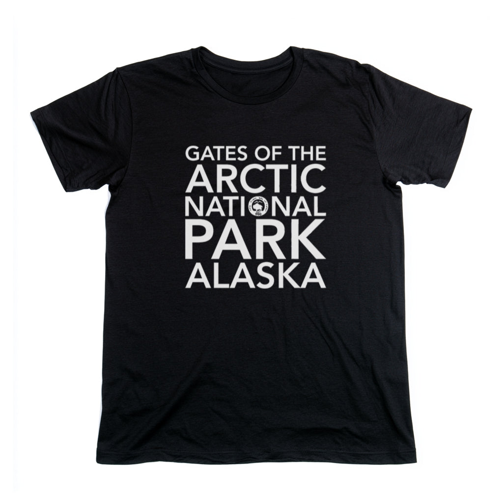 Gates of the Arctic National Park T-Shirt Block Text in Black