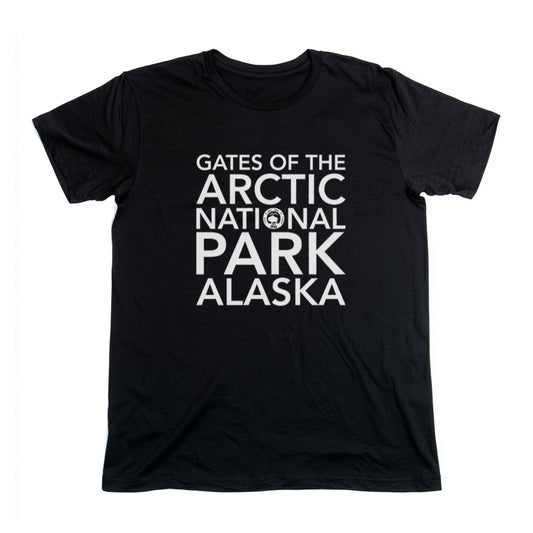 Gates of the Arctic National Park T-Shirt Block Text in Black