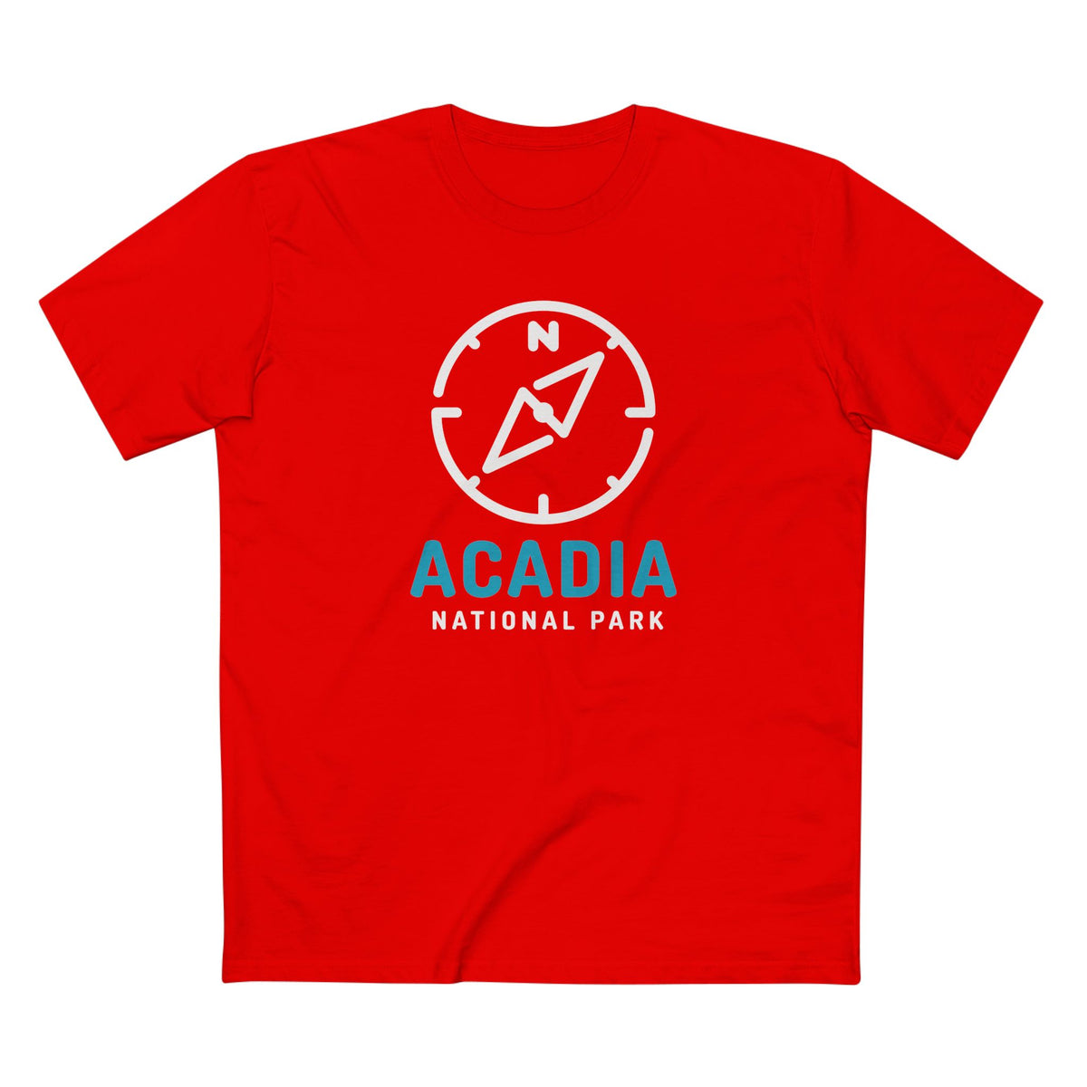 Acadia National Park T-Shirt Compass Design in Red