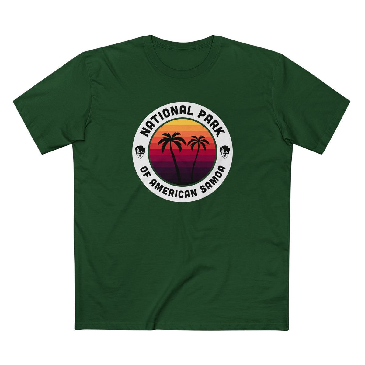 National Park of American Samoa T-Shirt - Round Badge Design in Forest Green