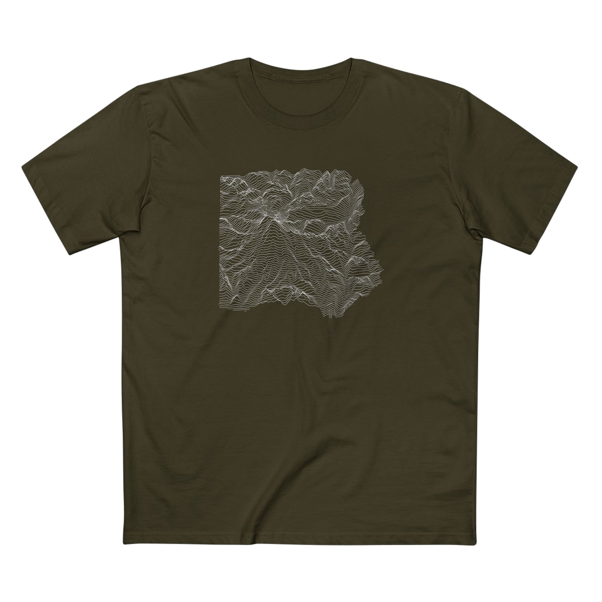 Mount Rainier National Park T-Shirt - Topographical Lines in Army