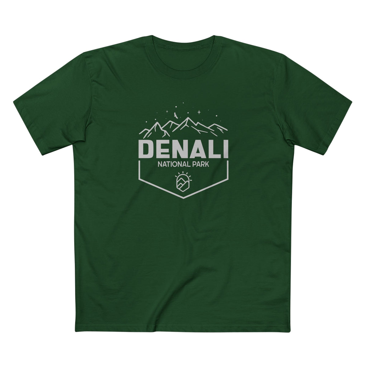 Denali National Park T-Shirt - Mountain Graphic in Forest Green