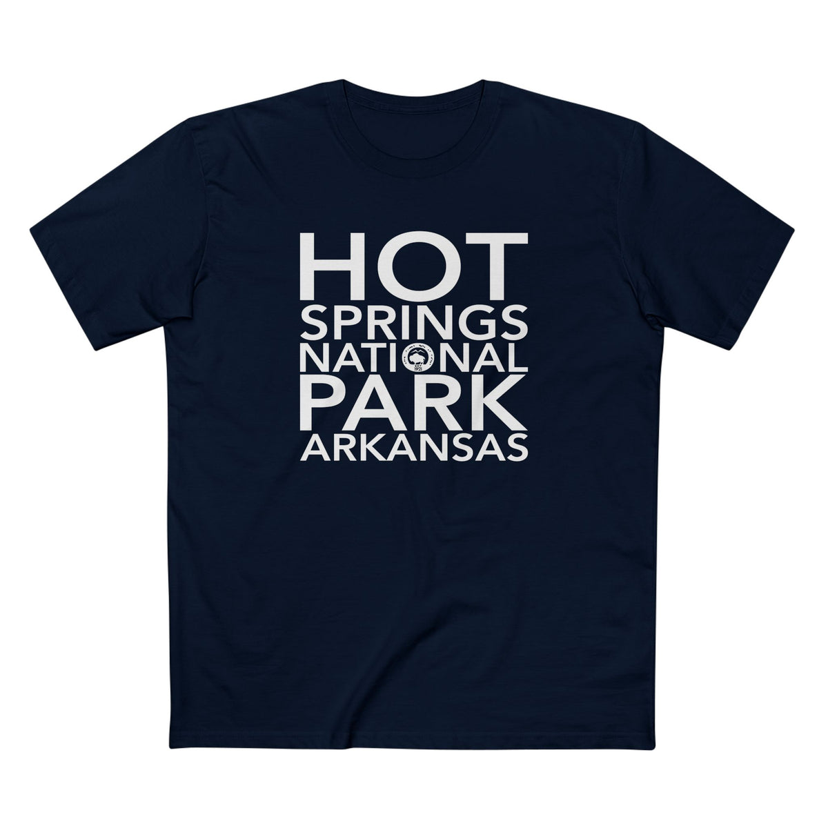 Hot Springs National Park T-Shirt Block Text in Navy