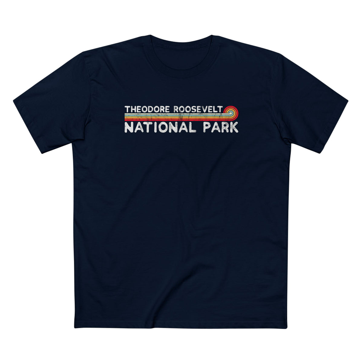 Theodore Roosevelt National Park T-Shirt - Vintage Stretched Sunrise in Navy