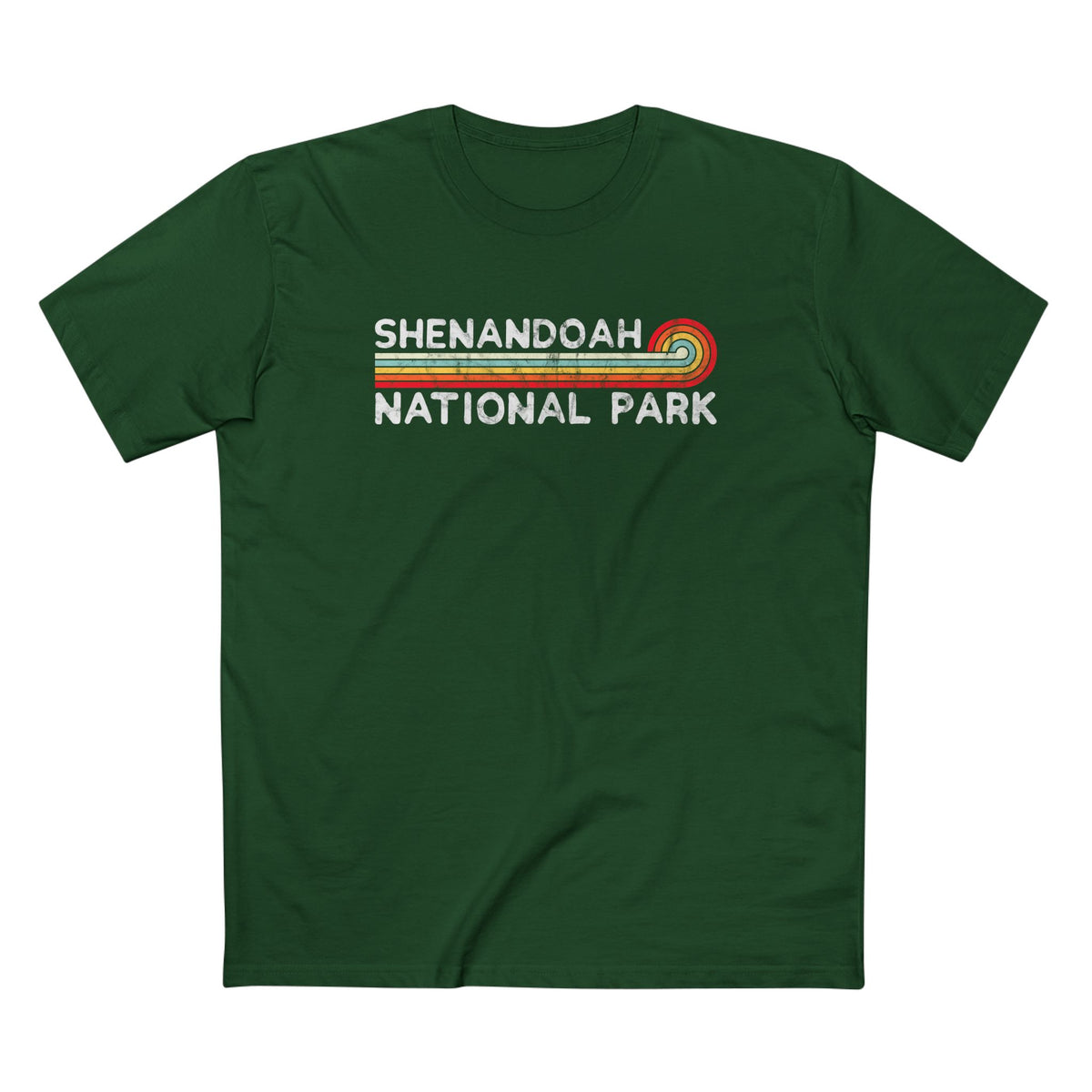 Shenandoah National Park T-Shirt - Vintage Stretched Sunrise in Forest Green