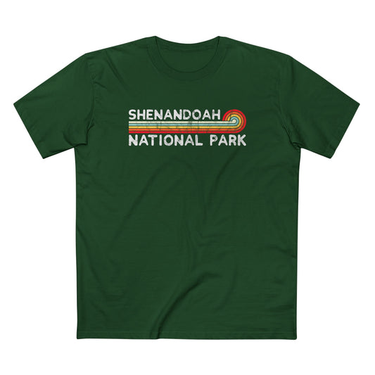 Shenandoah National Park T-Shirt - Vintage Stretched Sunrise in Forest Green