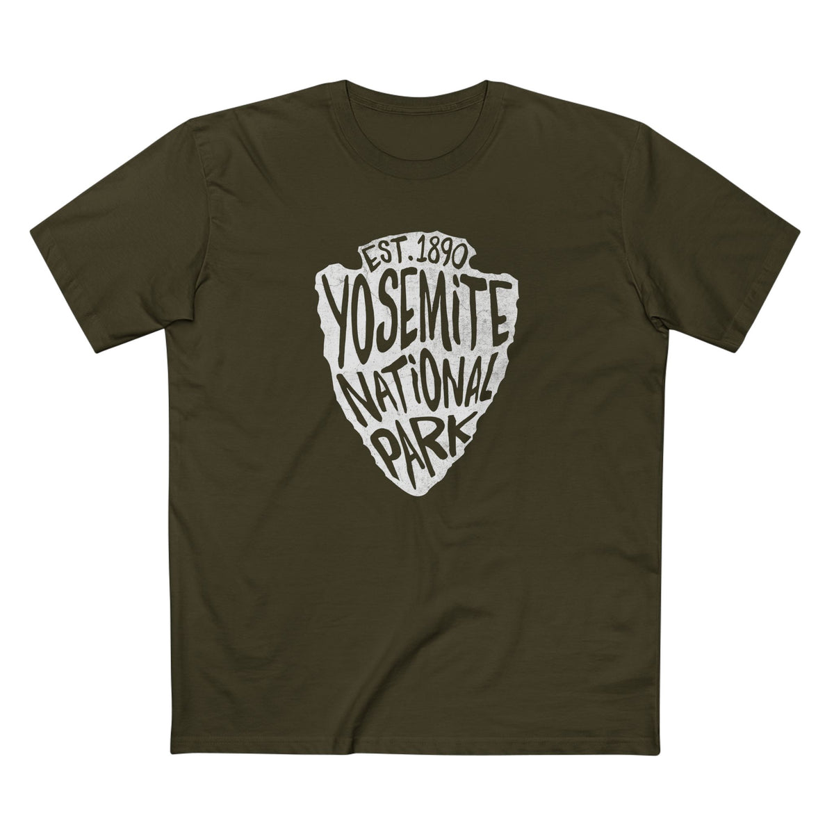 Yosemite National Park T-Shirt - Arrowhead Design in Army