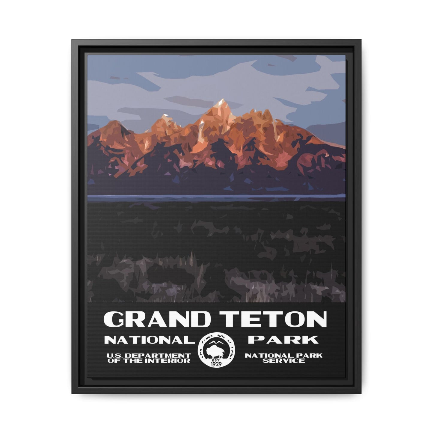 Grand Teton National Park Framed Canvas - WPA Poster