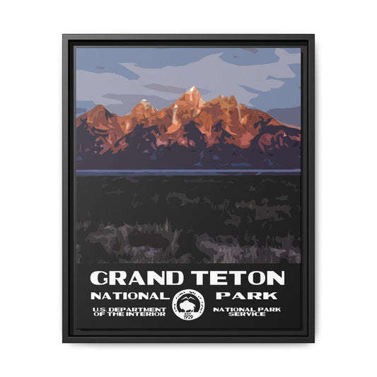 Grand Teton National Park Framed Canvas - WPA Poster