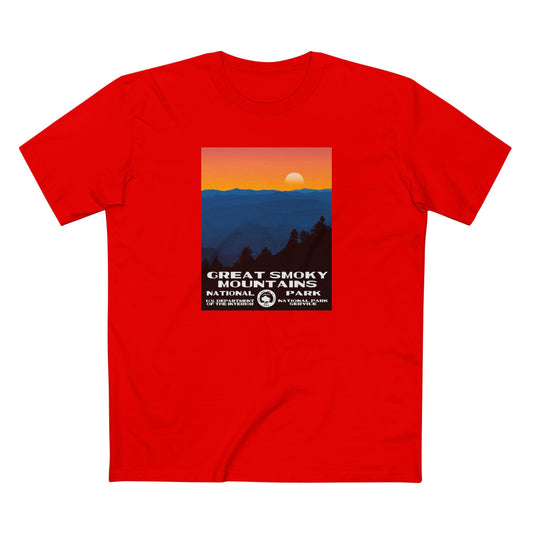 Great Smoky Mountains National Park T-Shirt - WPA Poster Design in Red