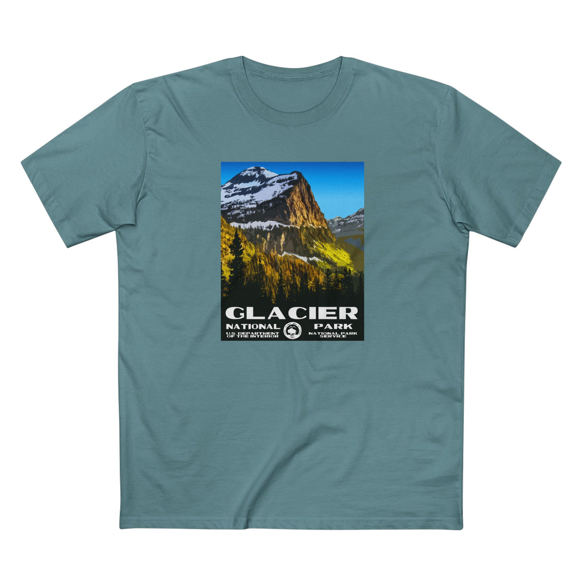 Glacier National Park T-Shirt - WPA Poster in Slate Blue