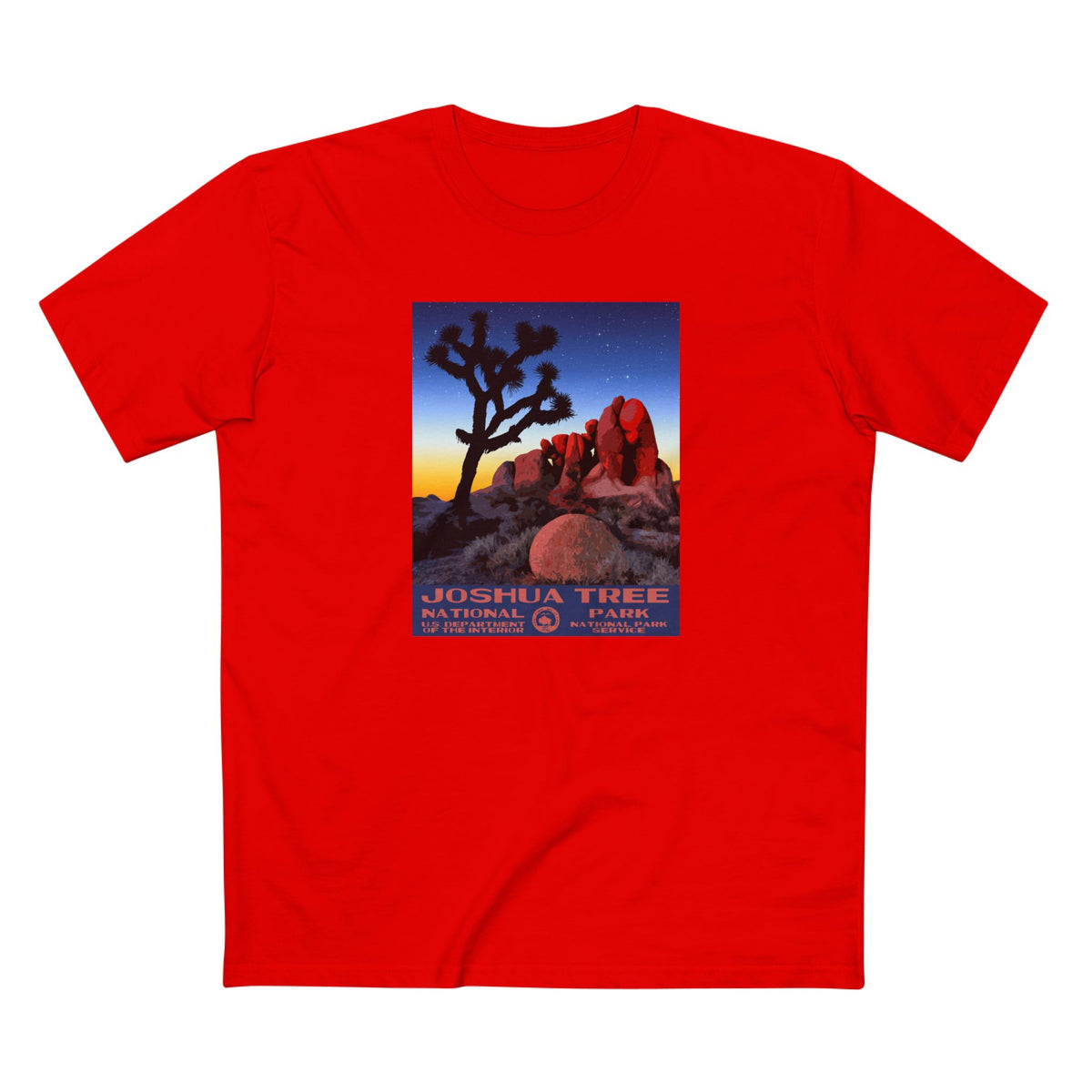 Joshua Tree National Park T-Shirt - Skull Rock WPA in Red