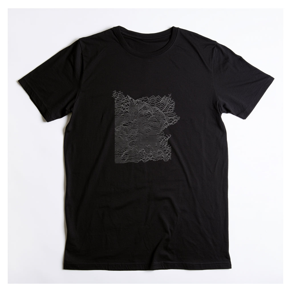 Yellowstone National Park T-Shirt - Topographical Lines in Black