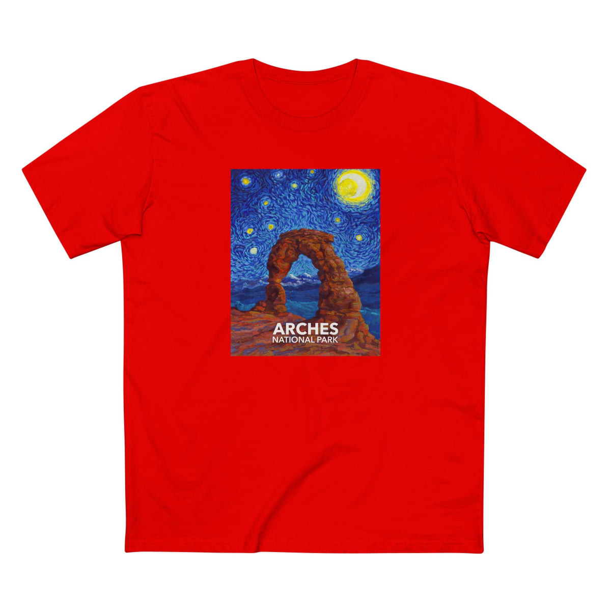 Arches National Park T-Shirt - The Starry Night in Red