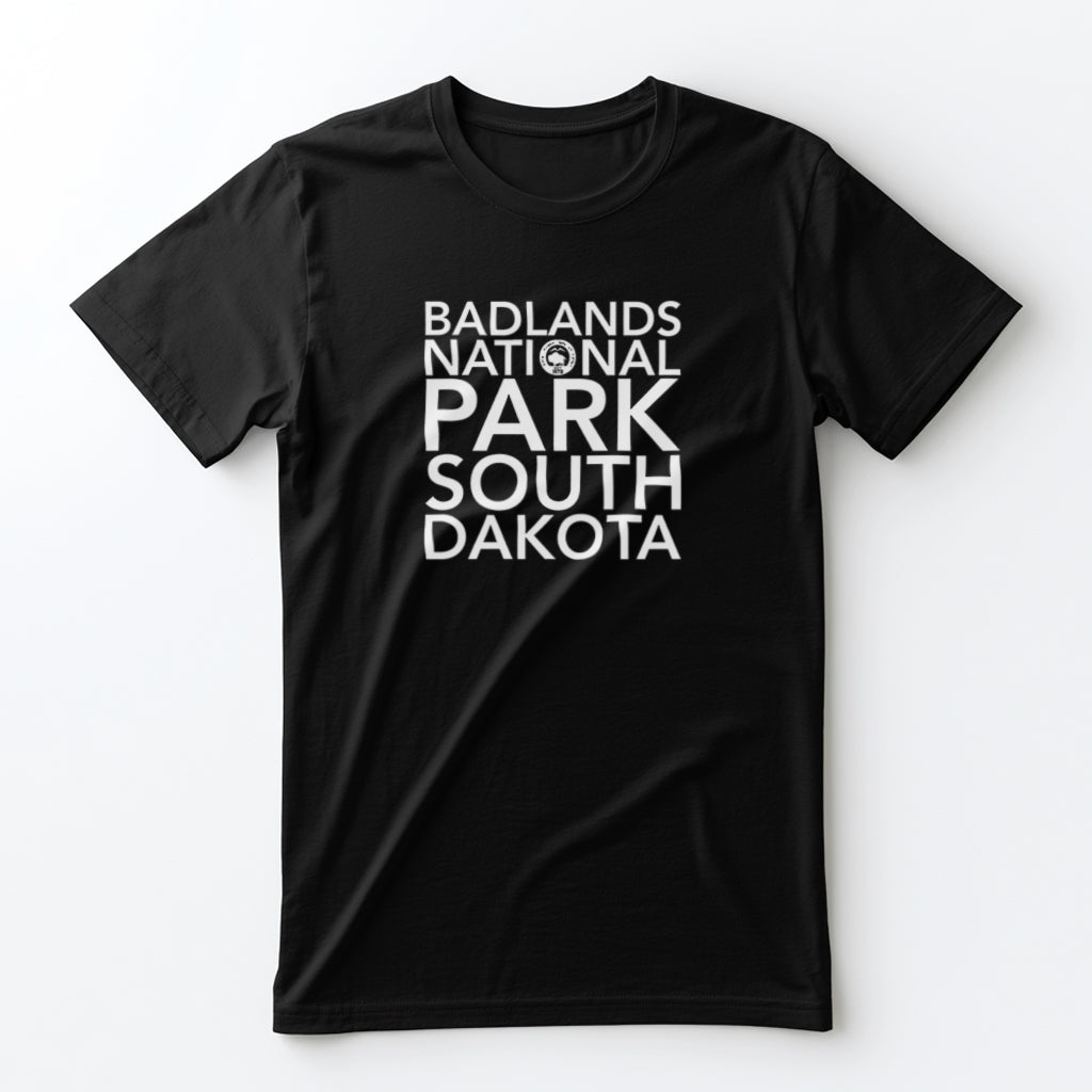 Badlands National Park T-Shirt Block Text in Black