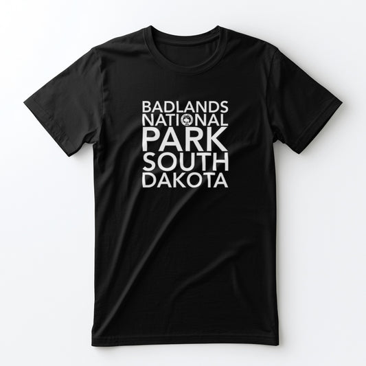 Badlands National Park T-Shirt Block Text in Black