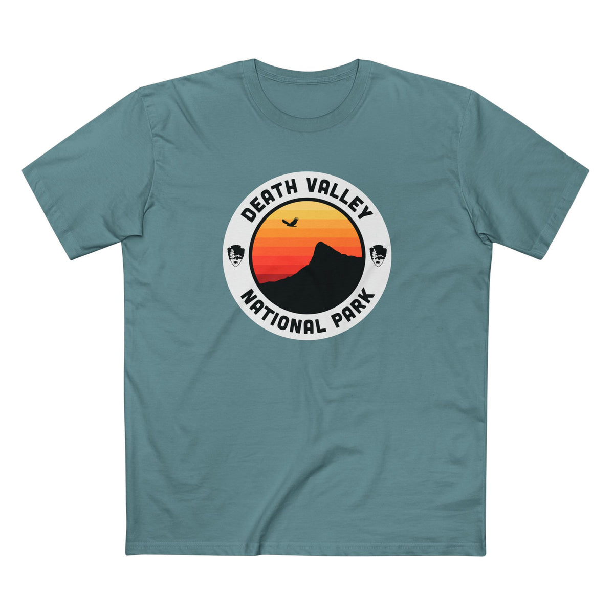 Death Valley National Park T-Shirt - Round Badge Design in Slate Blue