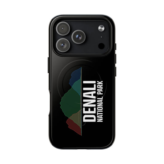 Denali National Park iPhone case with MagSafe featuring histogram artwork.