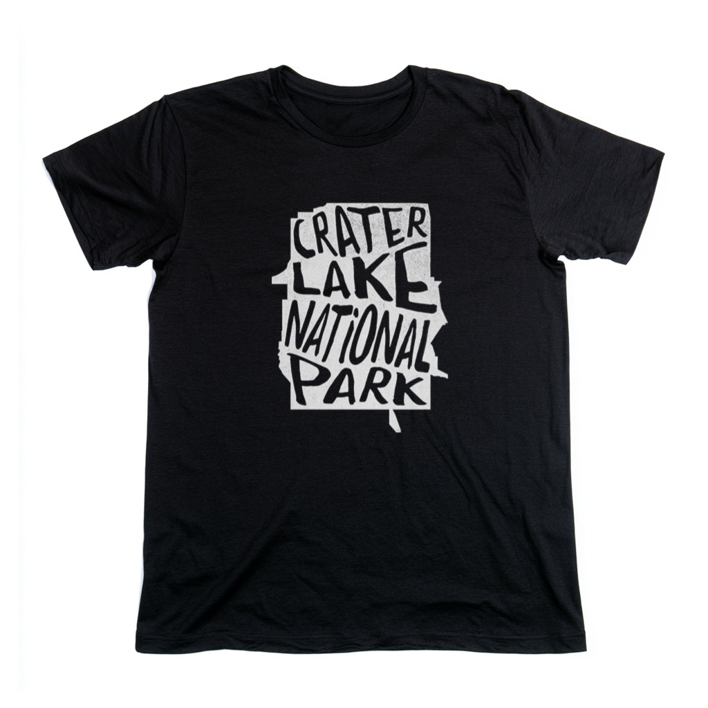 Crater Lake National Park T-Shirt - Map in Black