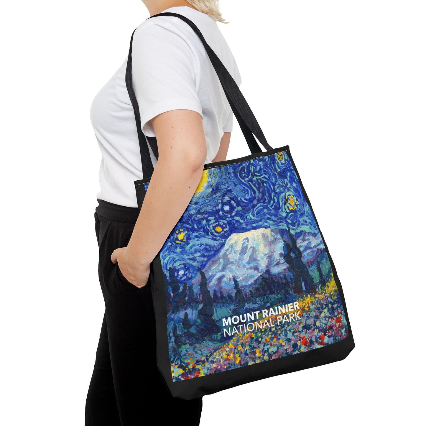 Mount Rainier National Park Tote Bag - The Starry Night Large