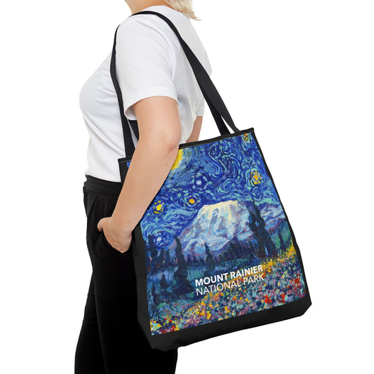 Mount Rainier National Park Tote Bag - The Starry Night Large