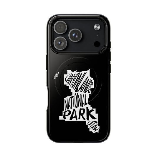 Canyonlands National Park iPhone case with MagSafe featuring map artwork.