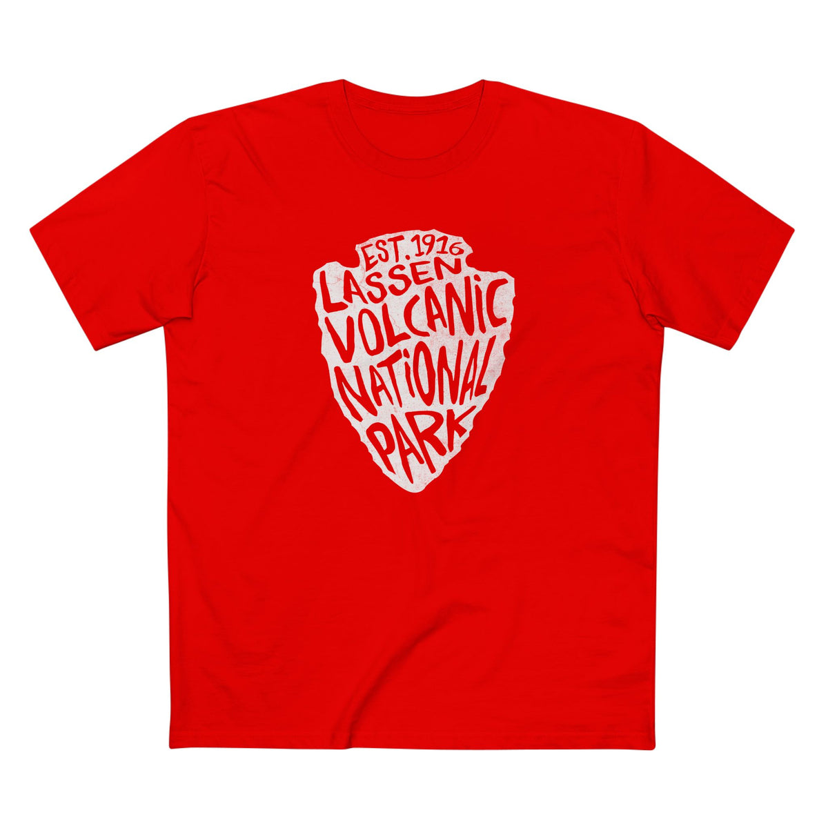 Lassen Volcanic National Park T-Shirt - Arrowhead Design in Red