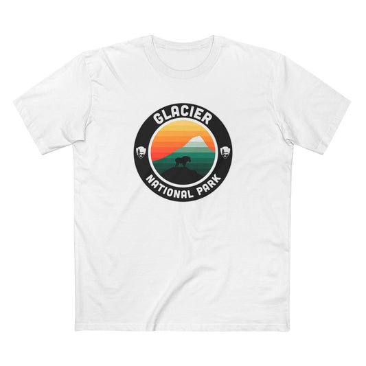 Glacier National Park T-Shirt - Round Badge Design in White