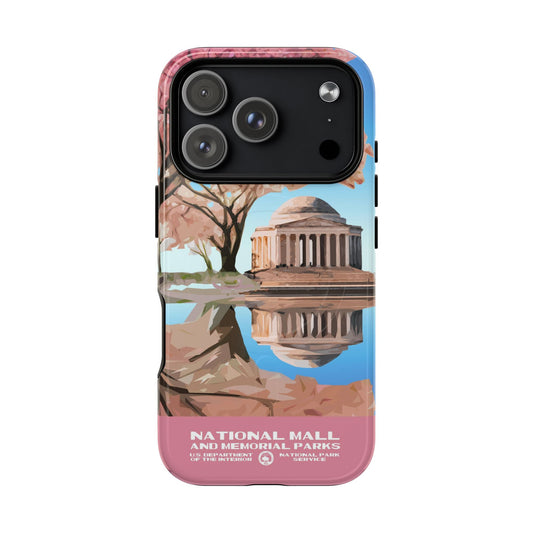National Mall Washington DC iPhone case with MagSafe featuring WPA-inspired artwork.