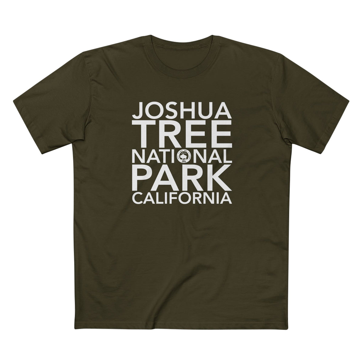 Joshua Tree National Park T-Shirt Block Text in Army