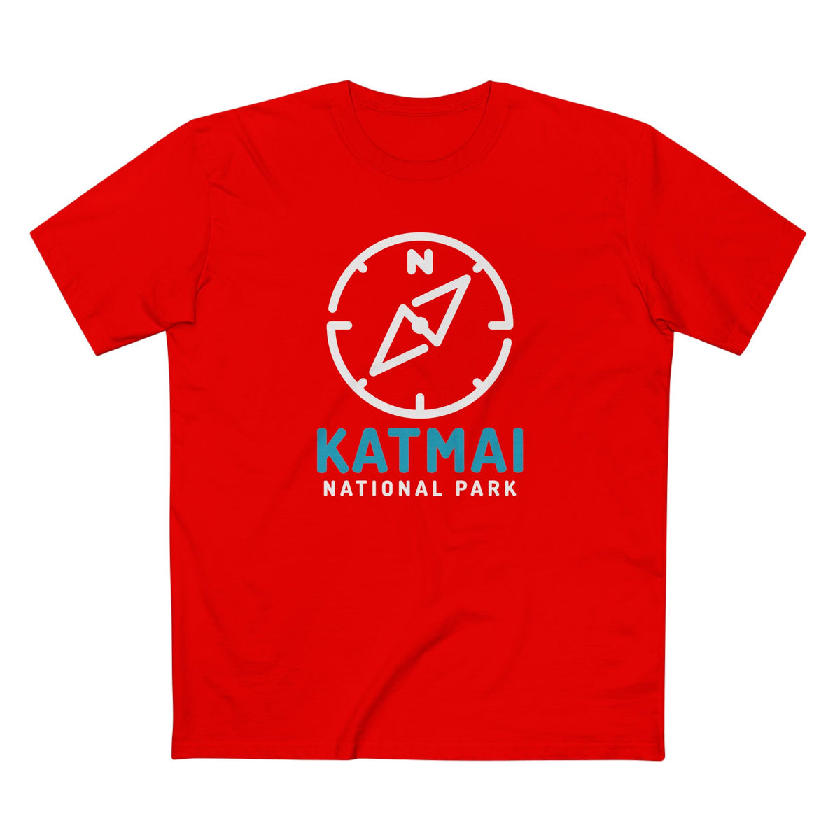 Katmai National Park T-Shirt Compass Design in Red