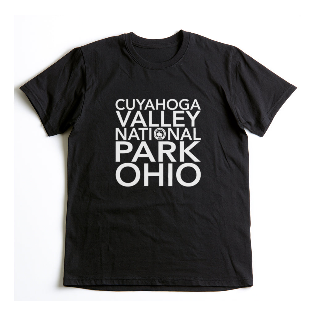 Cuyahoga Valley National Park T-Shirt Block Text in Black