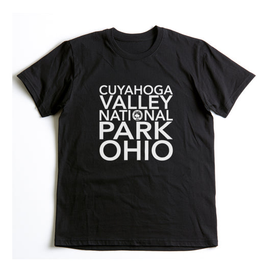Cuyahoga Valley National Park T-Shirt Block Text in Black