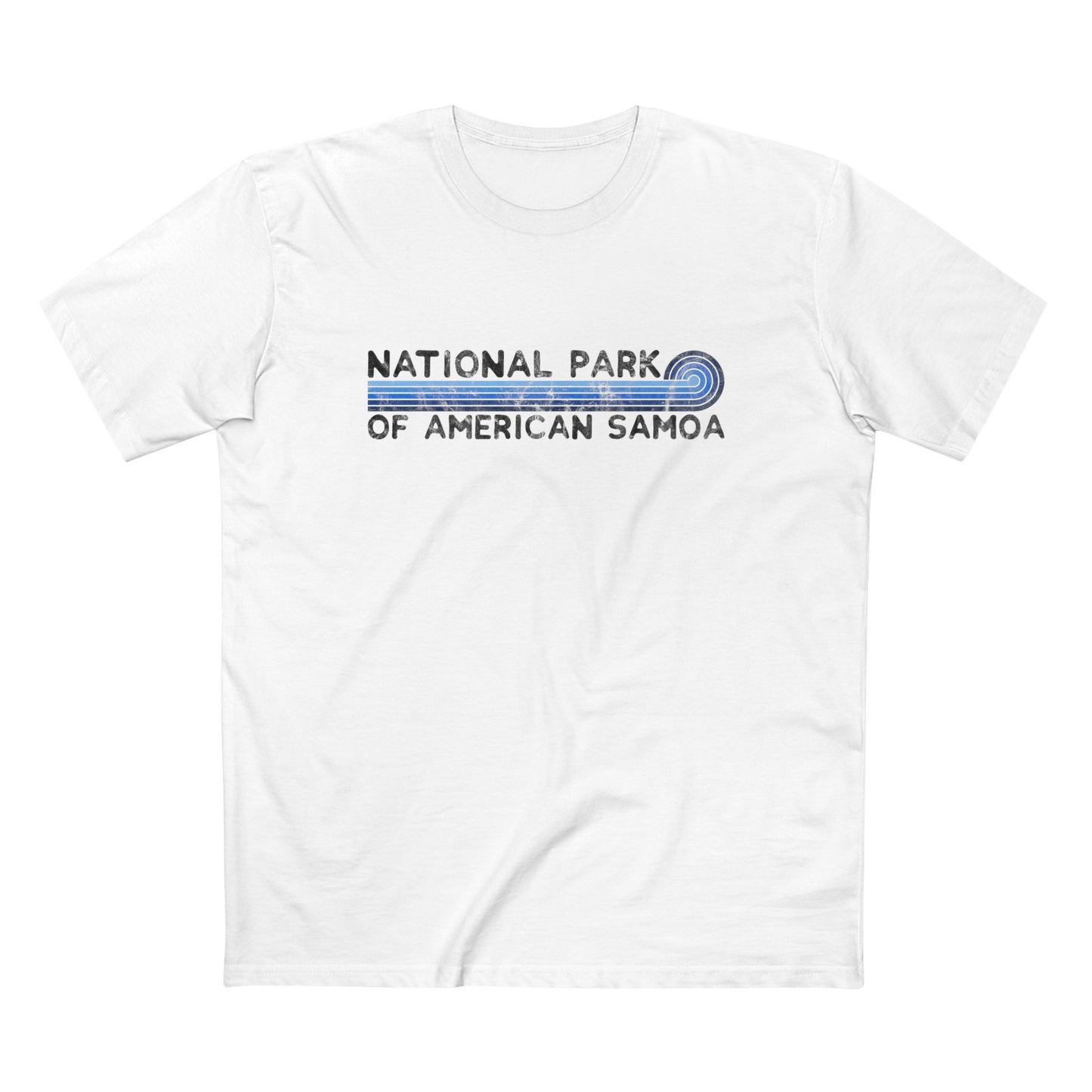 National Park of American Samoa T-Shirt - Blue Vintage Stretched Sunrise