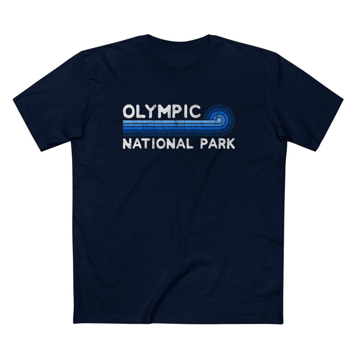 Olympic National Park T-Shirt - Blue Vintage Stretched Sunrise in Navy