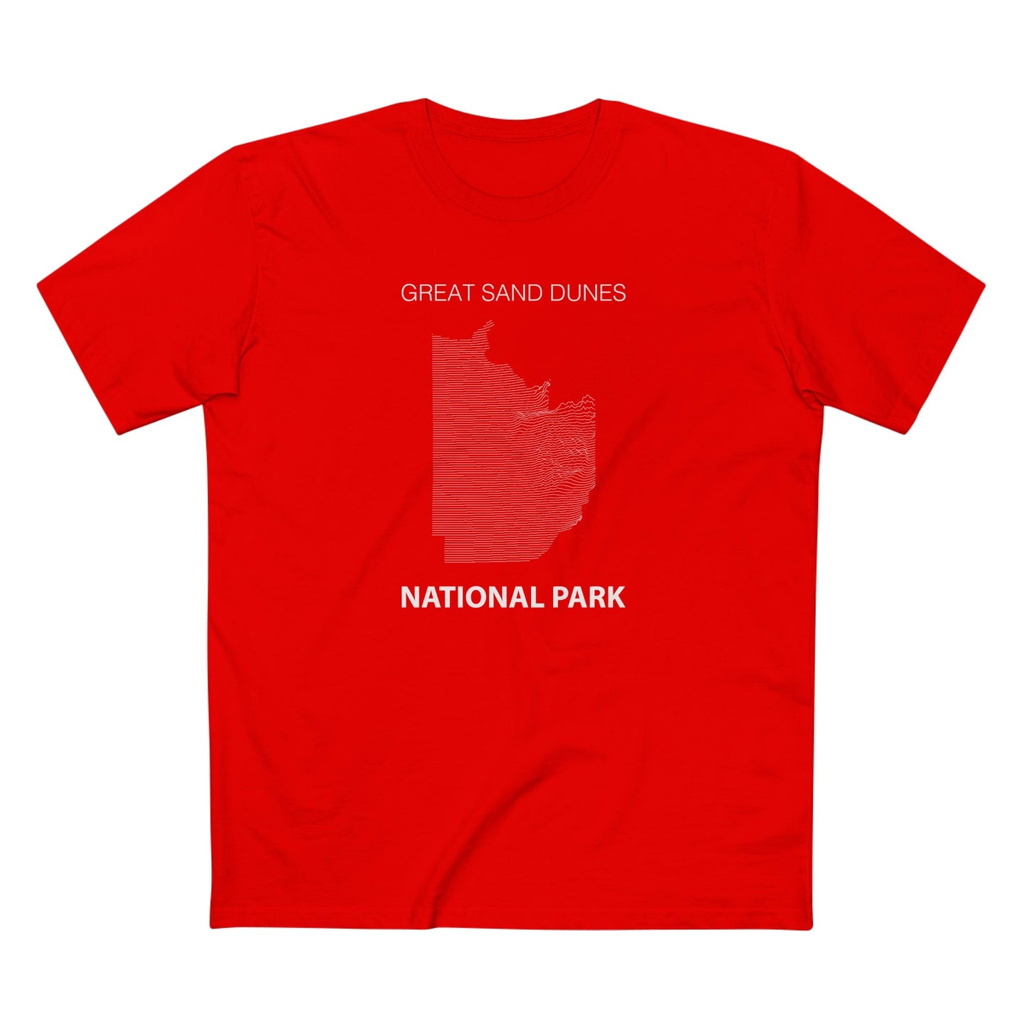 Great Sand Dunes National Park T-Shirt - Topographical Lines in Red