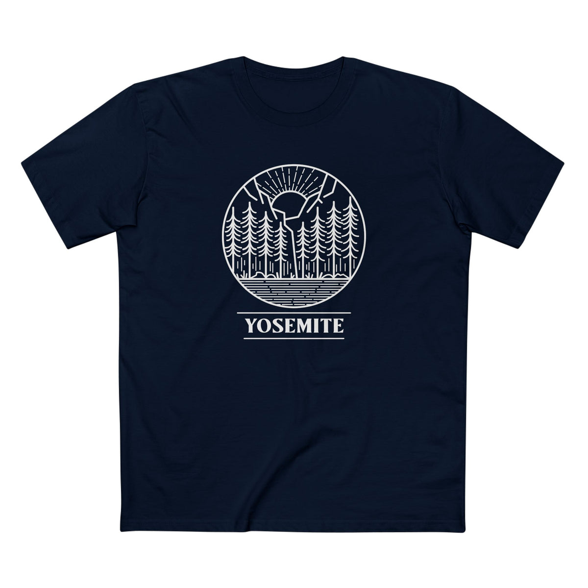 Yosemite National Park T-Shirt Sunrise Graphic in Navy