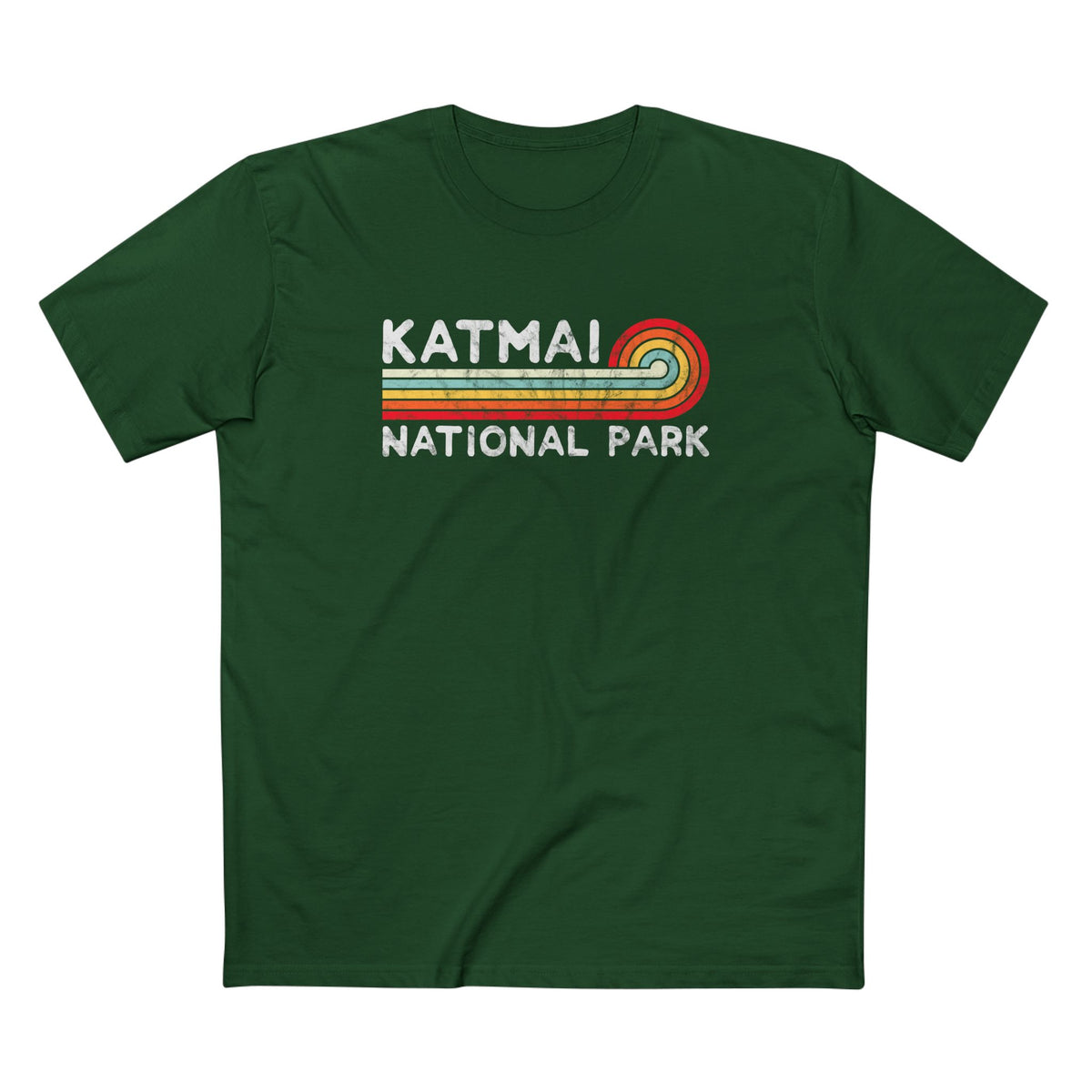 Katmai National Park T-Shirt - Vintage Stretched Sunrise in Forest Green