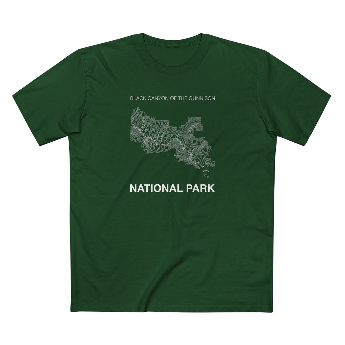 Black Canyon of the Gunnison National Park T-Shirt - Topographical Lines in Forest Green