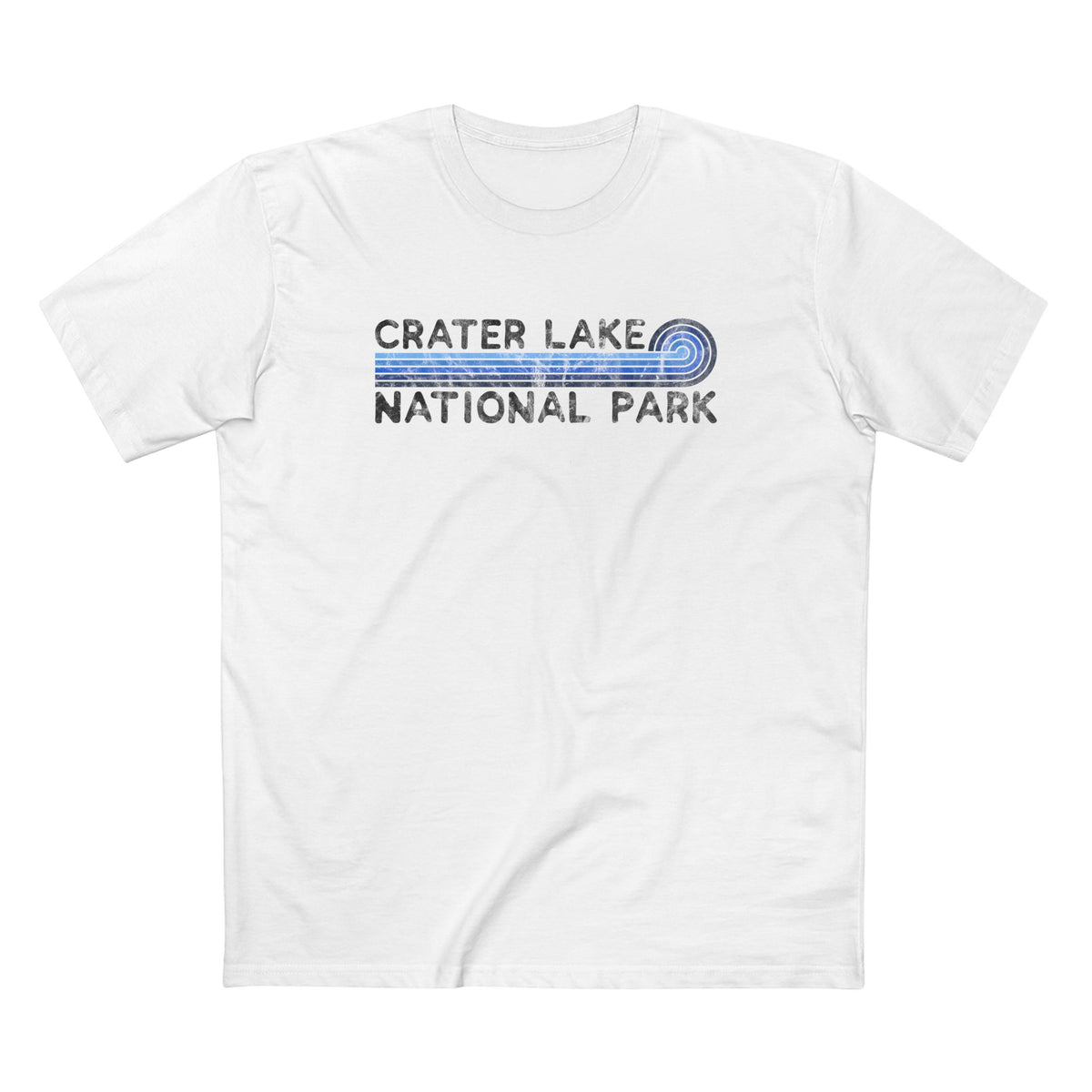 Crater Lake National Park T-Shirt - Blue Vintage Stretched Sunrise in White