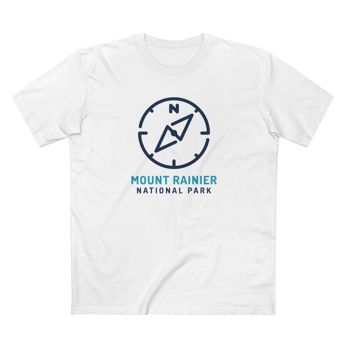 Mount Rainier National Park T-Shirt Compass Design in White
