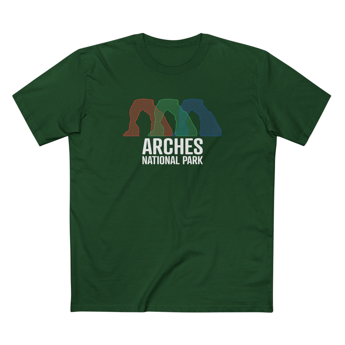 Arches National Park T-Shirt - Histogram Design in Forest Green
