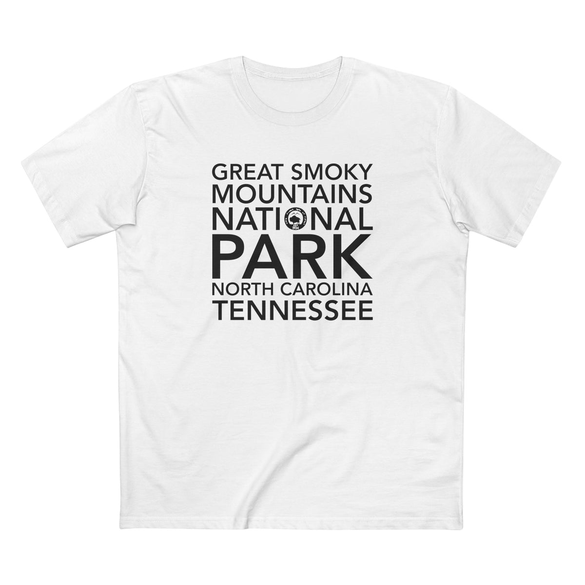 Great Smoky Mountains National Park T-Shirt Block Text in White