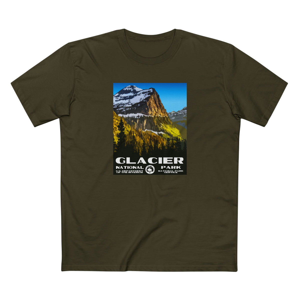 Glacier National Park T-Shirt - WPA Poster in Army