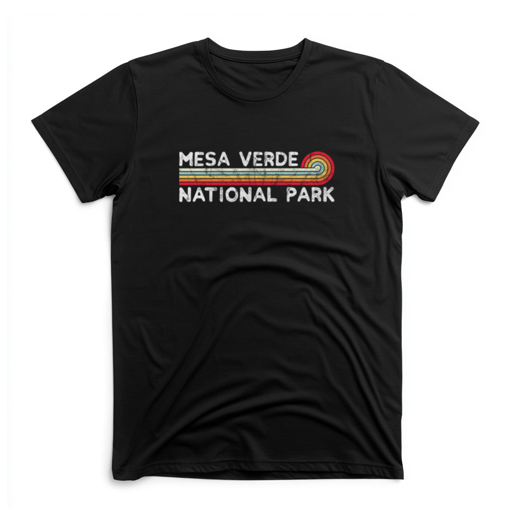 Mesa Verde National Park T-Shirt - Vintage Stretched Sunrise in Black