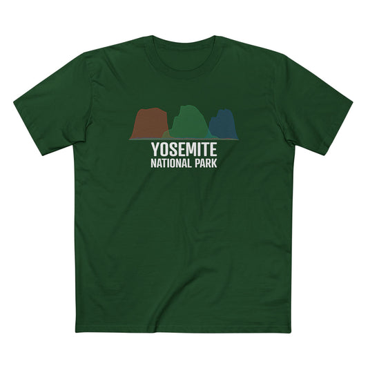 Yosemite National Park T-Shirt - Histogram Design in Forest Green