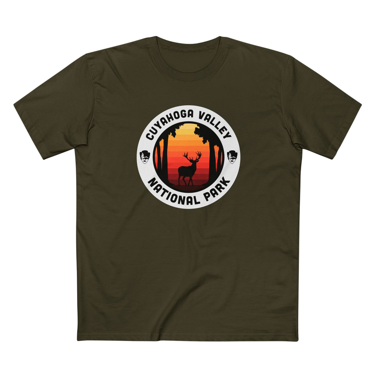 Cuyahoga Valley National Park T-Shirt - Round Badge Design in Army